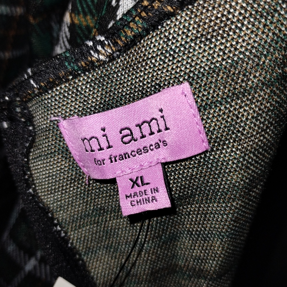 Mi Ami for Francesca's NWT plaid green dress size xl, square neck XL - Picture 2 of 13